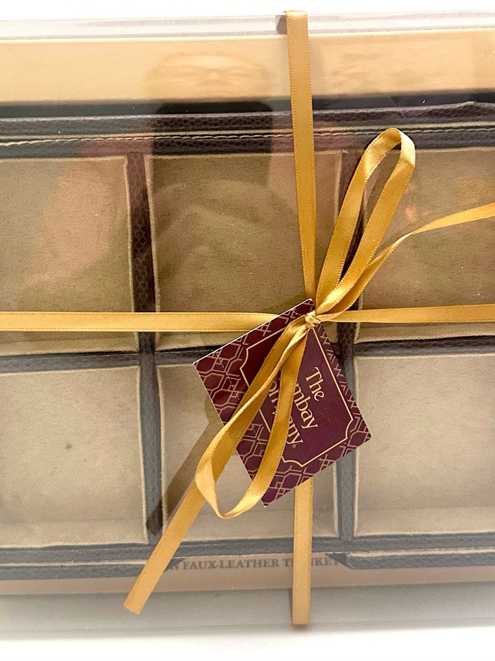 Gold Ribbon Wrapped Jewelry Organizer